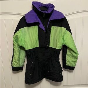 Vintage Colorblock Jacket - Double Breasted Purple and Green